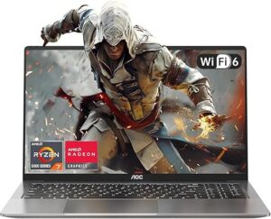 AOC 2024 Gaming Ordinateur Portable Boîtier en Métal et Rétroéclairé, AMD Ryzen 7 5825U(8C/16T, jusqu'à 4,50 GHz,15W) PC Portable Gamer 16,10 Pouces,16Go DDR4,512Go M.2 SSD,WiFi...