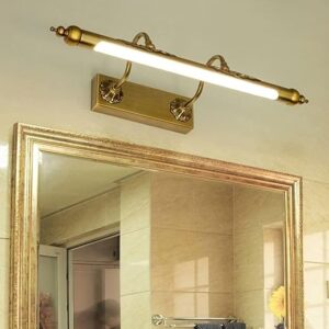 Lampe Miroir Salle de Bain，Lampe Murale pour Salle De Bain Applique Murale en Laiton Antique avec Abat-Jour en Acrylique 4000k or Eclairage de Salle de Bain Au-Dessus du Miroir...