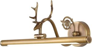 Lampes Miroir Salle Bain, éclairage Miroir Salle Bain en Laiton Antique, éclairage Avant Miroir à LED rétro avec Bras d'arc pivotant, Applique Murale Bain Lampe Miroir Vintage...