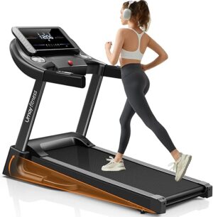 UMAY Tapis de Course Pliable Inclinable 14km/h, Tapis de Course Professionnel Silencieux avec Moteur de 3,0 HP et 3 Niveaux d'inclinaison, Treadmill Home Foldable Charge Max 136KG